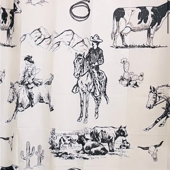 Black & White western shower curtain - Picture 1 of 1